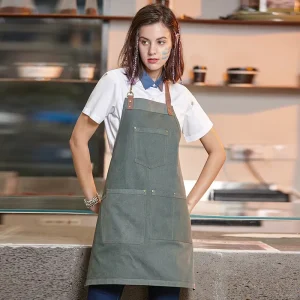 Chef Milk Tea Design Bib Apron Custom Embroidery Waterproof Washable Kitchen Household Garden Protection Parties