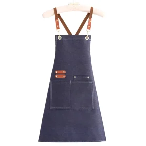 Chef Uniform Bib Kitchen Custom Apron Denim Barber Men Work Adult Denim Metal Hook Apron with Tool Pockets for Cooking