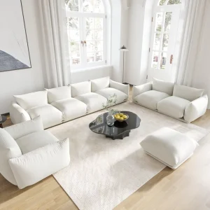 Chenille Fabric High-Density Sponge Sectional Sofa Set