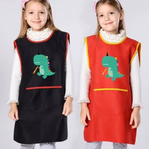 Children Apron Sleeveless Printed logo Painting Clothes Reverse Dressing Art Class Kindergarten Painting Smock for Older Kids
