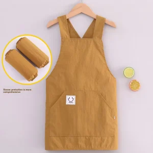 Children Waterproof Water resistant Sleeved Apron for Older Kids Baking Calligraphy Kindergarten Activities Smiling Face