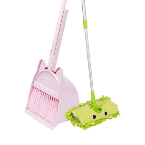 Children’s Mini Broom Dustpan Set Stainless Steel Dustpan Plastic Broomstick Home Use Toddler Parent Child Activity