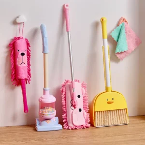 Children’s Pretend Play Toys Mini Little Yellow Duck Broom Dustpan Baby Vacuum Cleaner Mop Plastic Educational Toy