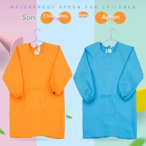 Children’s Unisex Polyester Painting Overalls Long Sleeve Apron Custom Logo Kindergarten Art Anti Dressing Printable