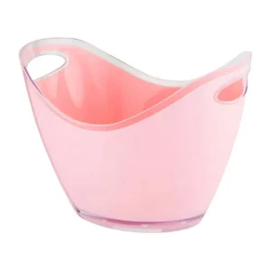 China Customized Logo Double Wall Pink Plastic Eco Friendly Ice for Wine Bucket with Handles for Party