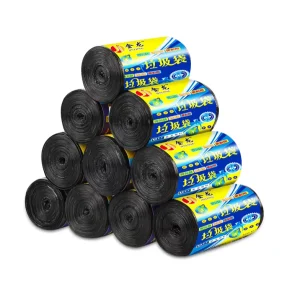 China Garbage Bags Durable Plastic Black Household Waste Bags Disposable Garbage Bag Roll for Commercial
