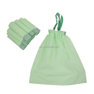 China Manufacturer Eco Friendly Compostable Liners 3 Gallon PBAT Heavy Duty Drawstring Trash Bags Custom Logo and Box