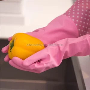 China Rubber Long Cuff Working Hand Gloves 38cm Washing Dishes Waterproof Custom Work Latex Household Gloves