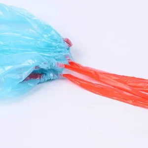 China manufacture custom plastic garbage bags with ribbon tie string drawstring tape trash bags yellow blue white