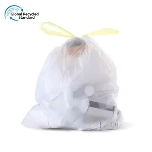 China manufacture custom plastic garbage bags with ribbon tie string drawstring tape trash bags yellow blue white