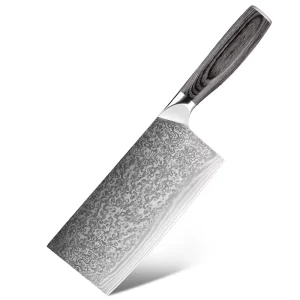 Chinese Cleaver Knife Damascus Steel Butcher Knives Kitchen Chef Vegetable Meat Knife Black Wooden Handle Cooking Tool