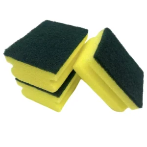 Chinese Manufacturer 9.5*7*4cm Scouring Pads Bulk Green and Yellow Kitchen Scrubber Sponge
