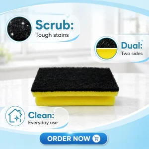 Chinese Manufacturer Customized Polyester Sponge Scouring Pads Bulk Green Yellow Kitchen Scrubber 250% 500% Water