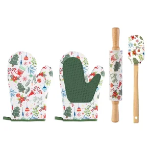 Christmas Series Baking Tools Household Kitchen Silicone Gloves Rolling Pin Oil Brush Spatula Baking Set