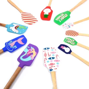 Christmas-Themed Silicone Spatula Set Heat-Resistant Non-Stick Baking Utensils