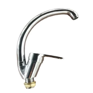 Chrome Plated Zinc Kitchen Faucet Single Handle Deck Mounted Single Hole Ceramic Valve Hot Cold Water