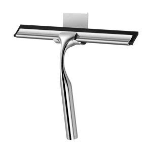 Chrome Shower Squeegees Clear Glass Wall Cleaner Stainless Steel with Suction Storage Hook
