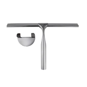 Chrome Stainless Steel Handheld Shower Door Squeegee with Nylon Edge for Bathroom Mirror Window Glass Cleaning
