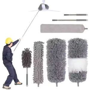 Classic Home Telescopic Microfiber Dustpan and Broom Extendable Feather Duster for Cleaning Dust Collector Duster
