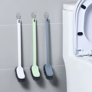 Cleaning Brush Non Slip Wall Mounted Long Handle Detachable Silicone Toilet Brush With Holder