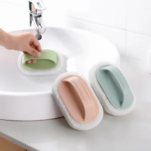 Cleaning Brush with Handle Bathroom Tile Brush Kitchen Decontamination Brush Pot Wash Sponge Wipe Bathtub