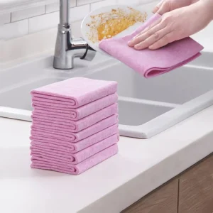 Cleaning Cloth for Washing Dishes in Kitchen with Coconut Shell