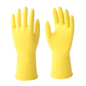 Cleaning Gloves Dip Flock Lined Custom Printed Latex 40 G Yellow S M L XL Thin