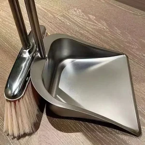 Cleaning Handle for Home Stainless Steel Stand up Broom and Dustpan Set Upgraded with Long Handle