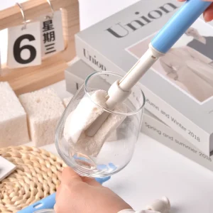 Cleaning Set Biodegradable Wood Pulp Cotton Sponge Scouring Pad Plastic Handle Reusable Bottle Brush Replacement