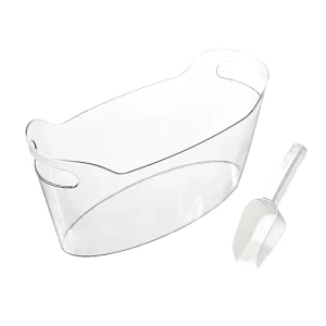 Clear Acrylic Ice Buckets for Parties Large Bucket Beverage Tub with Scoop Portable Cooler Barrel for Party Wedding Supplies