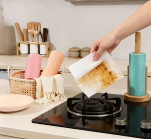 Clear Disposable Eco-Friendly Square Cleaning Cloths Wipe Roll Dish Wash Towel for Kitchen Use 100% Polyester Bag