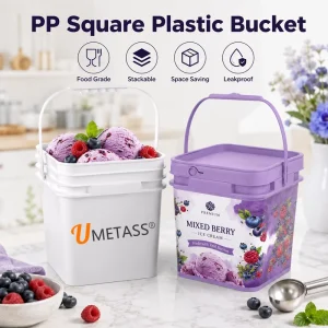 Clear White Food Grade PP Material Square Plastic Bucket for Food Storage 3L 5L 10L 20L Customized Plastic Pail with Lid
