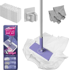 Clip Mop Instantly Attach & Remove Cloth Touch Free Compatible with Swiffe Pads Clamp Clip Dust Mop