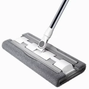 Clip-On Microfiber Flat Mop Reusable Towel Clamp Floor Mop with Replaceable Pads for Household Wet Dry Cleaning