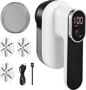Clothes Shaver Fabric Shaver Fuzz Remover Electric Lint Shaver Remover with LED Digital Display 6 Blades Rechargeable