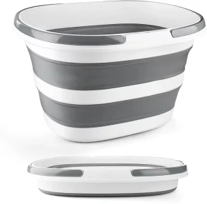 Collapsible Mop Bucket with Handle for Cleaning, 16L Silicone Square Mopping Bucket for Windows Cleaning or Car Washing