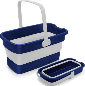 Collapsible PP Plastic Eco Friendly Bucket Wheels Cleaning Mop Multi-Purpose Rectangular Handy Camping House Cleaning Basket