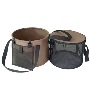 Collapsible PVC Water Bucket Set Portable Foldable Bucket with Mesh Bag for Camping Fishing
