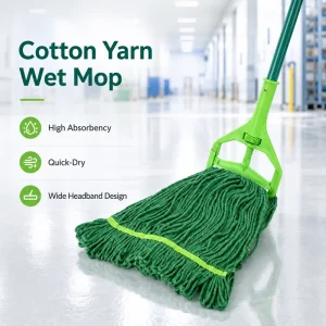 Color Coded Cotton Yarn Wet Mop Head High Absorbency Quick Dry Wide Band Mop Refill for Commercial Floor Sanitation