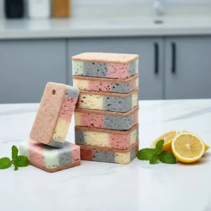 Colorful Kitchen Sponge Dual Sided Non Stick Oil Dish Washing Scouring Pad Strong Cleaning Power
