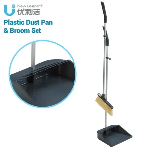 Comb Tooth PP Bristle Broom Dustpan Set Aluminum Handle Lightweight Self Cleaning Comb Design Home Commercial Industrial Use