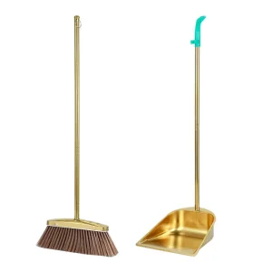 Combination Commercial Indoor Outdoor Home Thickened Stainless Steel Broom Household Gold Dustpan Garbage Shovel Set