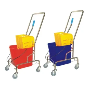 Commercial 30L Folding Double Floor Mop Bucket, Heavy Duty Handle Press Wringer, Double Cleaning Portable Household Plastic