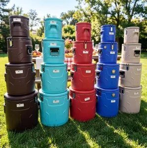 Commercial Catering 4pcs 5pcs Insulated Food Bucket 10L 20L 40L 60L Cream Thermal Soup Barrel Set with Metal Latch for Hotel