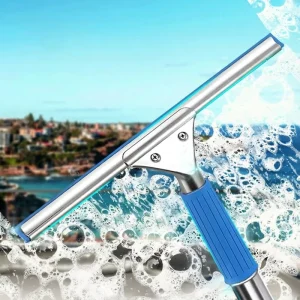 Commercial Cleaning Stainless Steel Extended Window Squeegee Rubber Blade Durable Glass Washing Squeegee Scraper