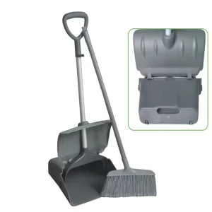 Commercial Durable Non Slip Long Handle Broom Dustpan Set Soft Bristles Aluminum Stick for Indoor Outdoor Use