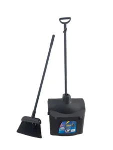 Commercial Dustpan with Wheels and Windproof Cover for Courtyard Garage Kitchen Office Mall Lobby Sweep Dust