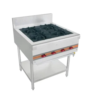 Commercial Gas 4-Burner Freestanding Stainless Steel Griddle Cabinet Customized Size Oven Shelf