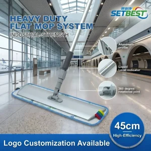 Commercial Heavy Duty Aluminum Mop Frame Microfiber Flat Mop with Adjustable Handle for Industrial Office Cleaning