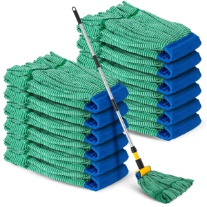Commercial Heavy Duty Industrial Microfiber Mop With Long Handle Replacement Head String Wet Mops for Home Office Floor Cleaning